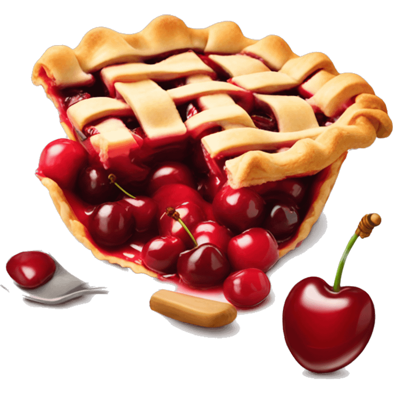 Delicious Cherry pie on plate  emoji