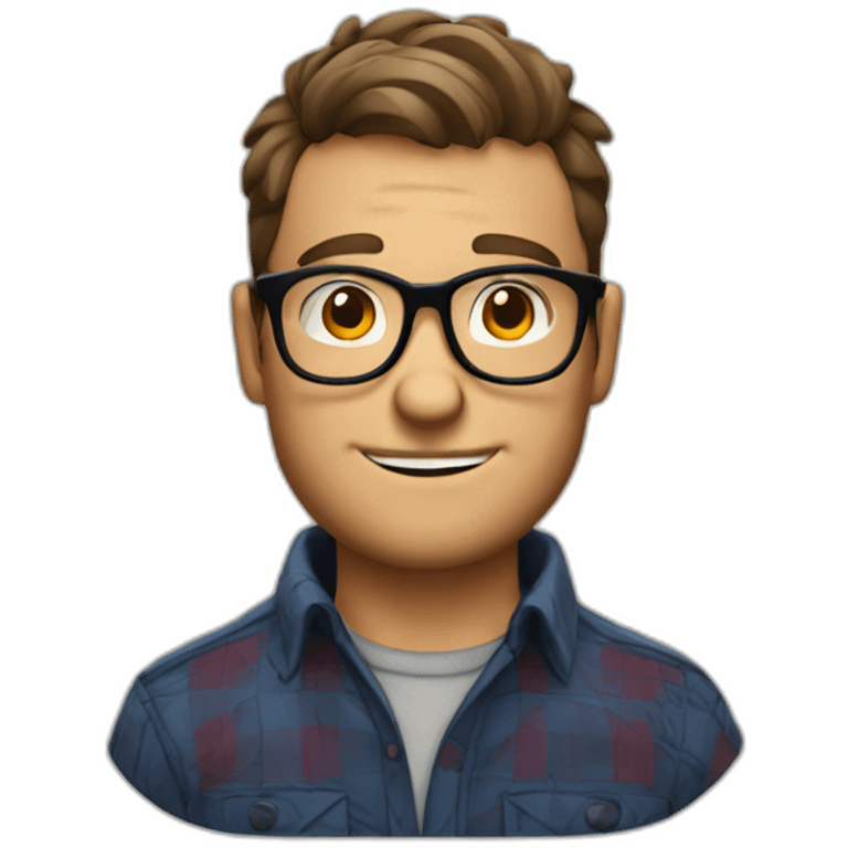 European guy wearing glasses and Lumberjack shirt emoji