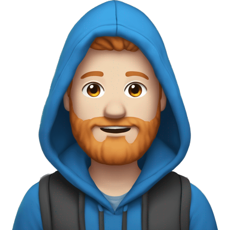 Fat streamer with ginger hair and beard named caseoh wearing blue hooded jumper, short emoji