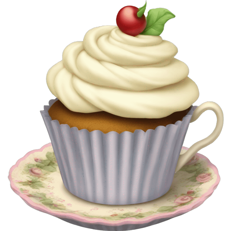 cupcake in a victorian tea party emoji