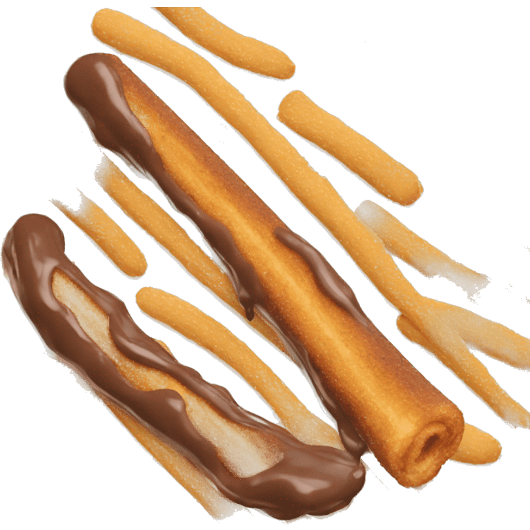 Churro with chocolate dipped tip emoji