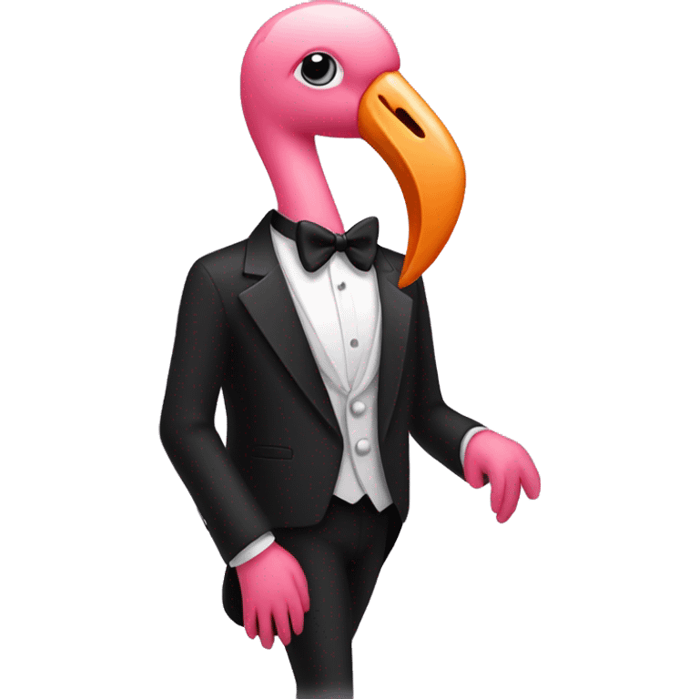 Flamingo in a tux emoji