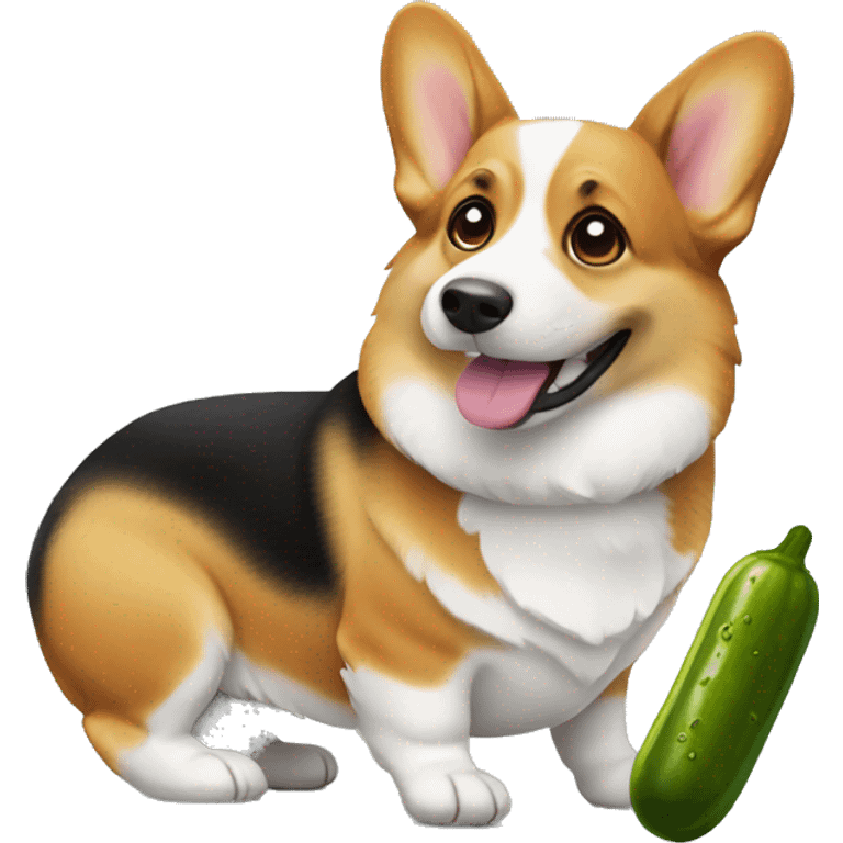 Corgi with a pickle emoji