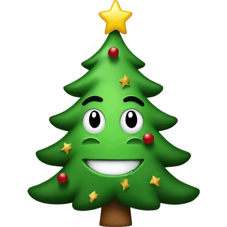 Christmas tree with smiley face emoji