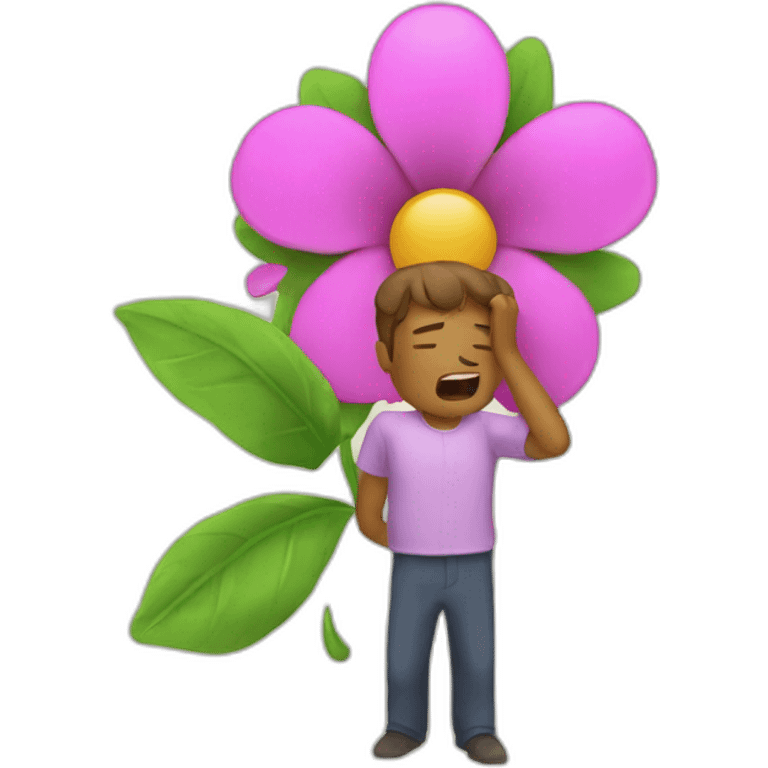 Person barfing out flower emoji