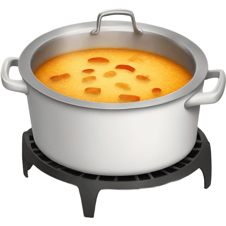 Soup in large white Dutch oven on top of stove emoji