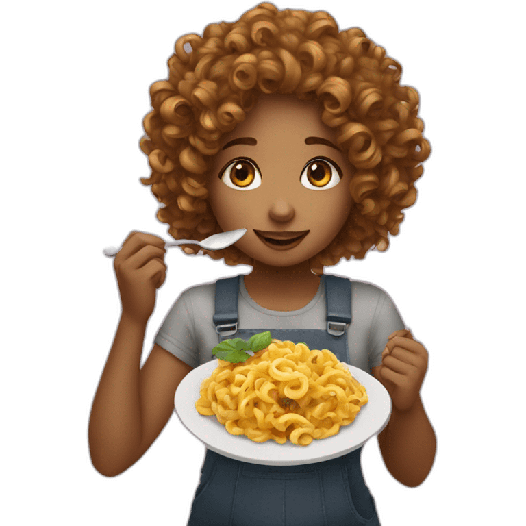 Curly girl eating shaverma emoji