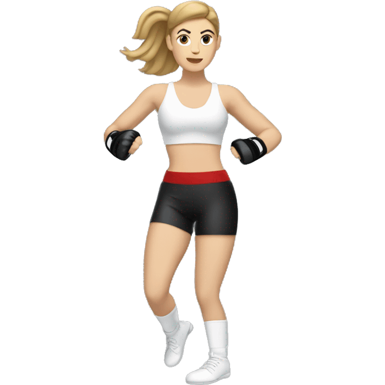 Brunette white Woman kickboxing with a cast on her leg emoji