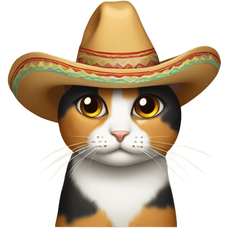 Calico cat with sombrero emoji