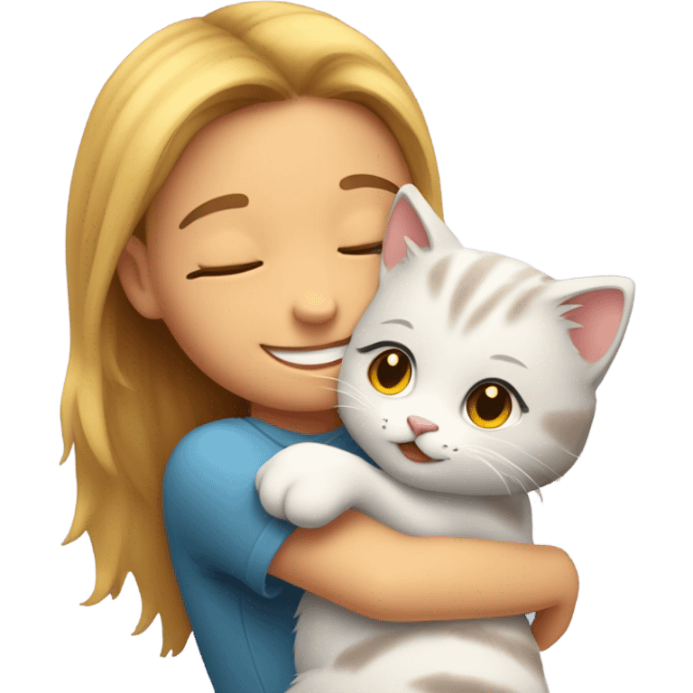 Girl hugging cat emoji