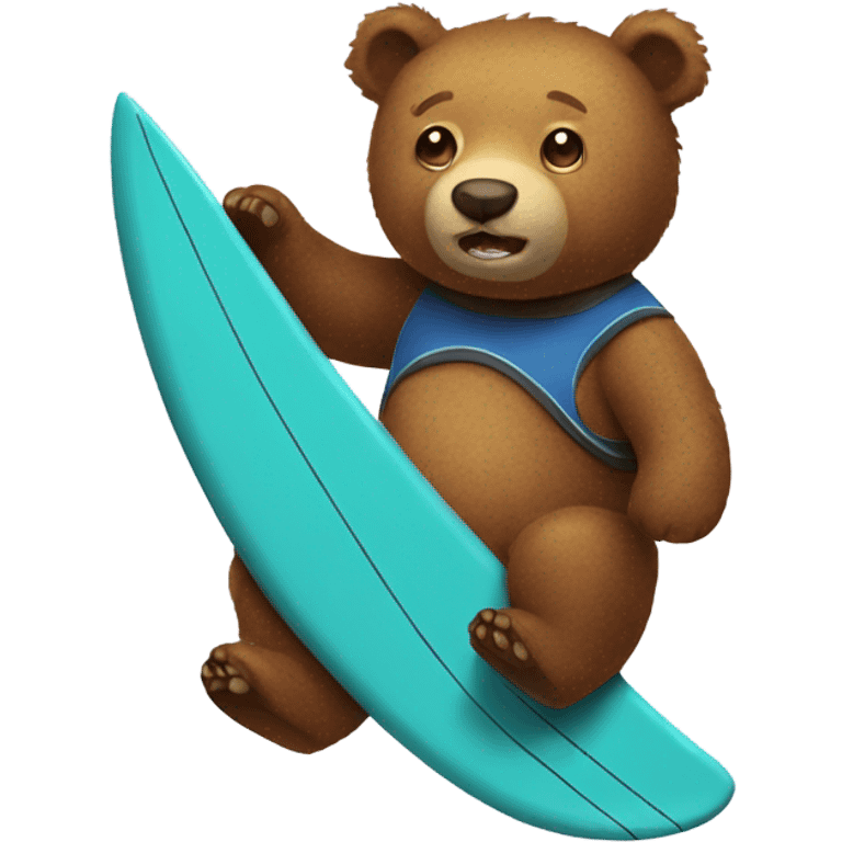 Stuffed bear with surf board emoji