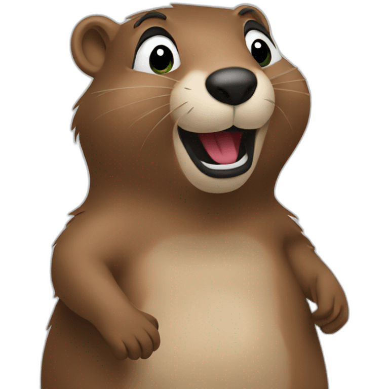 groundhog wearing a dress and dancing at a party emoji