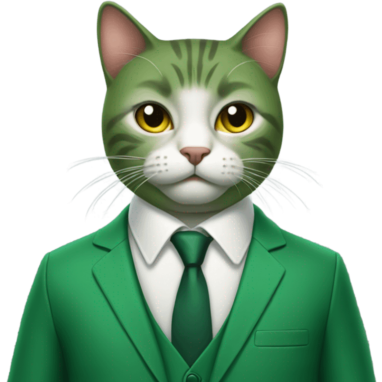 a cat manager in green suit  emoji