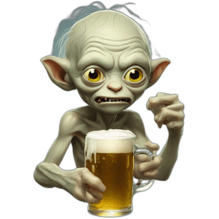 Gollum hold beer emoji