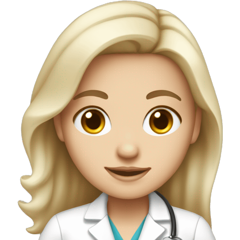 white girl white bronde hair wearing a lab coat emoji