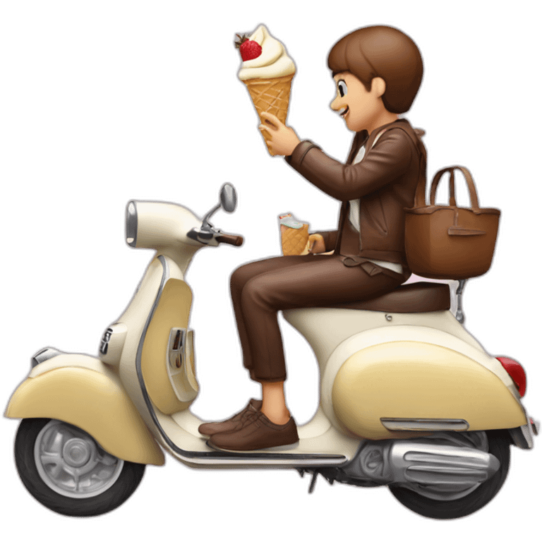 Eating icecream on vespa emoji