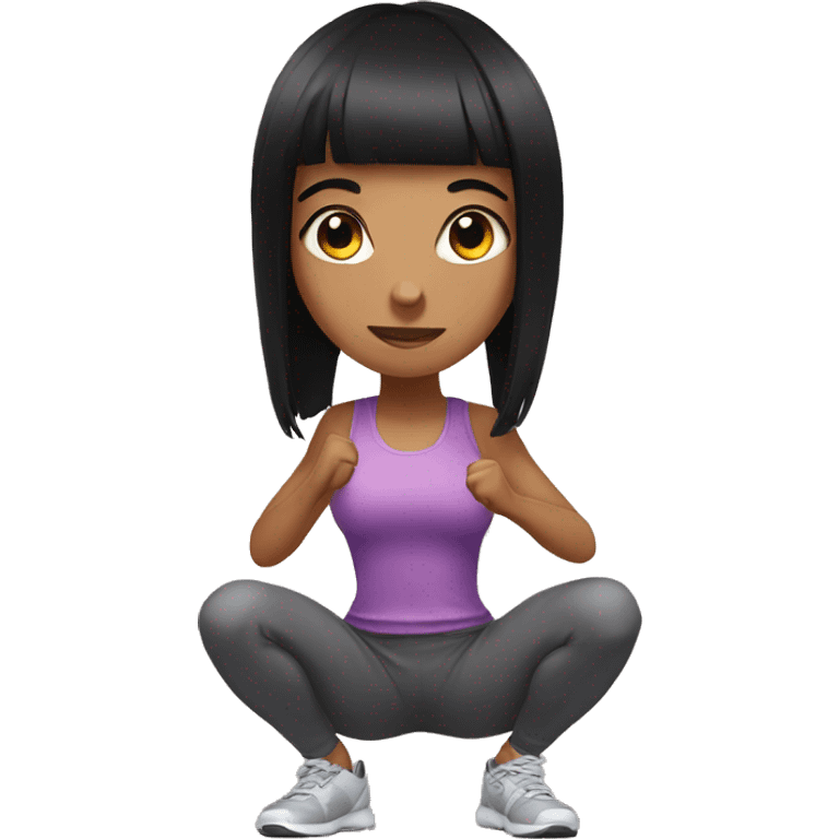 Girl with black hair doing squats emoji