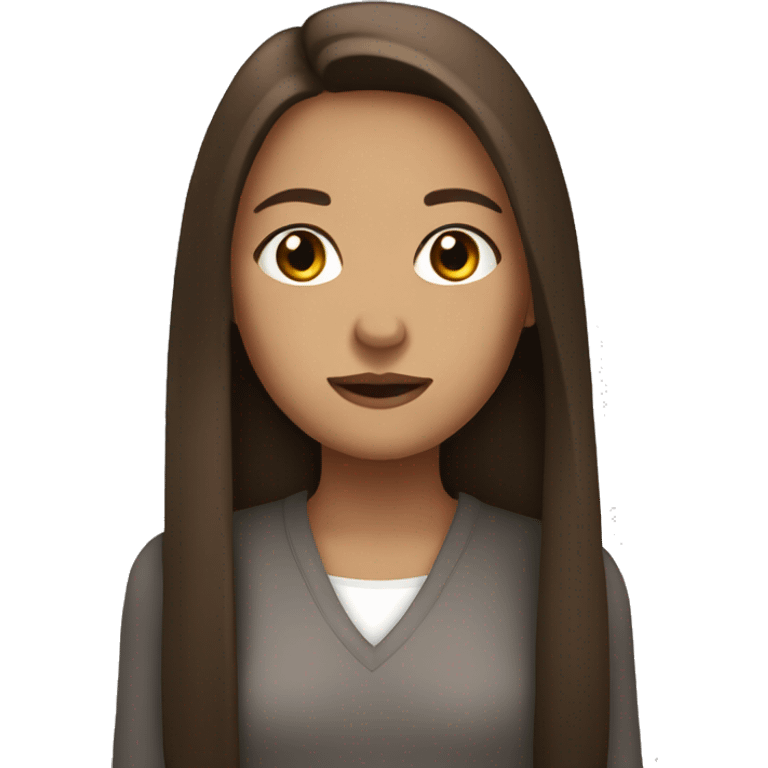 girl with straight long brown hair, brown eyes, music emoji