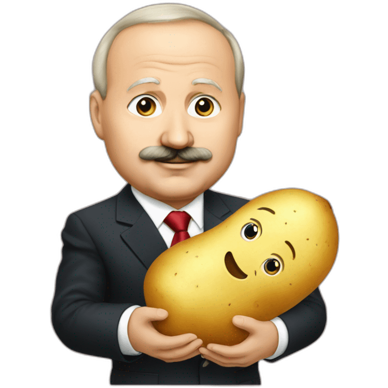 Lukashenko holding potato like baby emoji