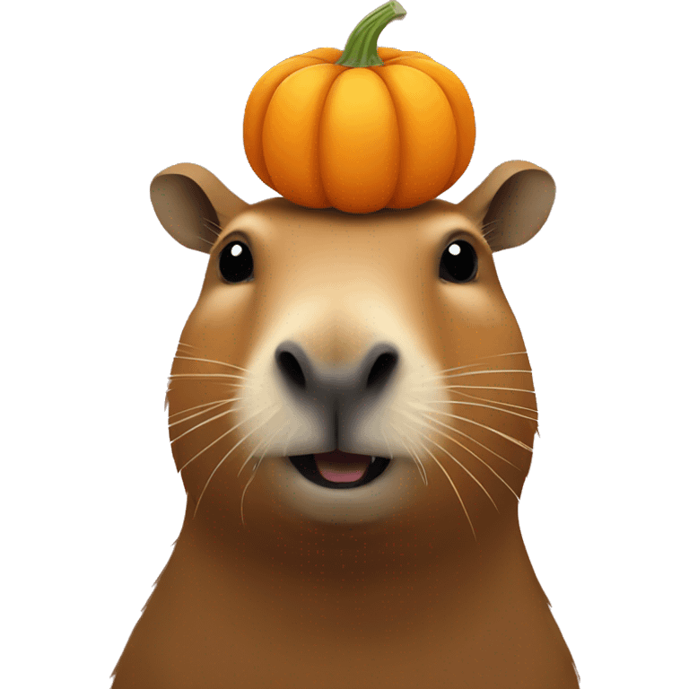 Capybara with pumpkin on head emoji